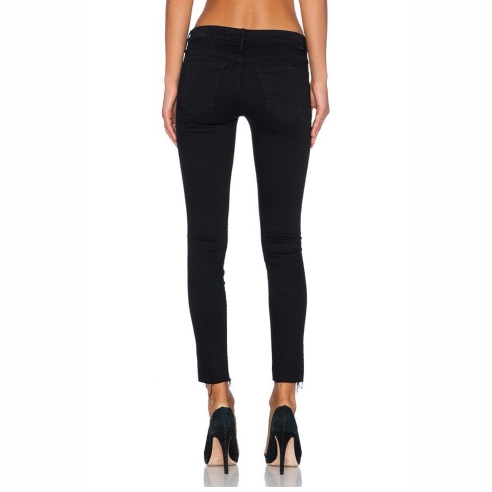 Mother The Looker Ankle Fray Not Really The Outdoor Type Black Skinny Jeans, 30 - Picture 4 of 9
